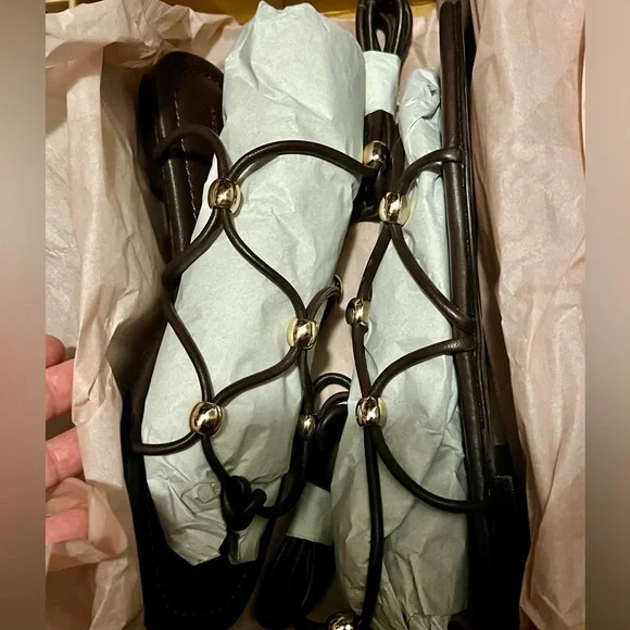 NWT Anthropologie Embellished Tie-Up Sandals - leather - Picture 6 of 6